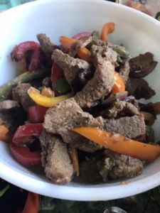 Fajita meat and vegetables